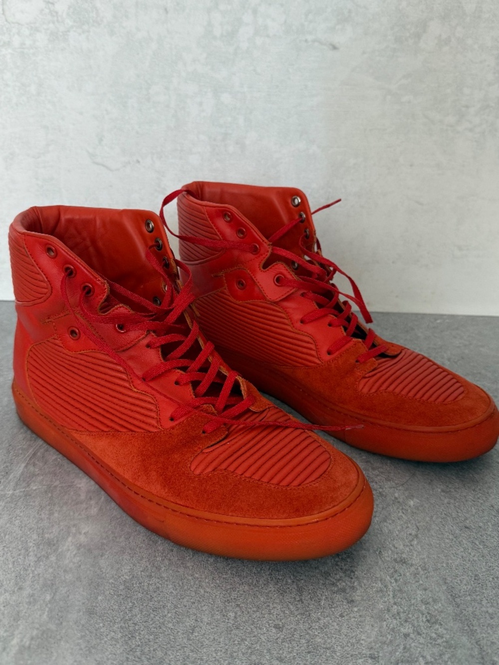 Balenciaga Pleated High Top Sneaker Orange